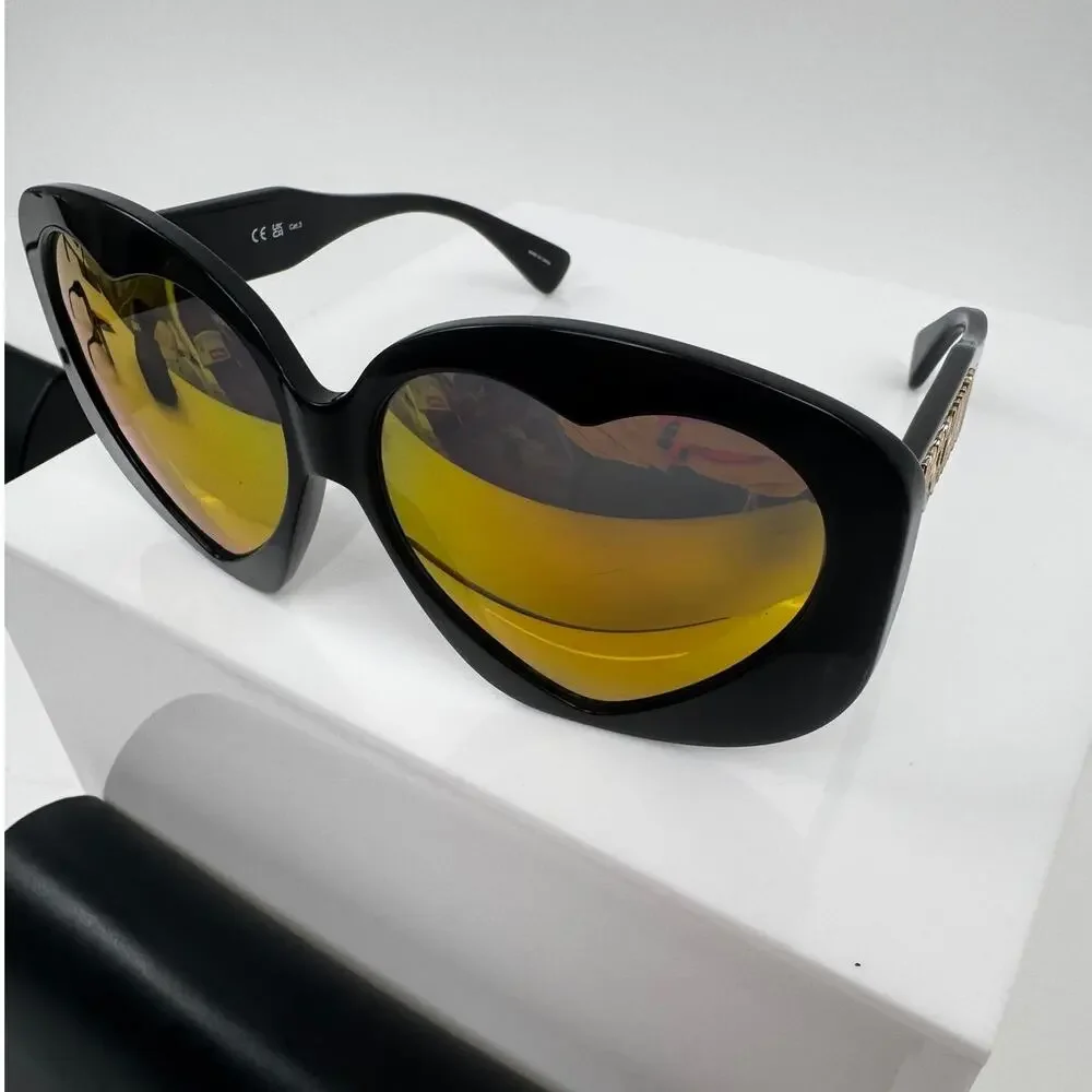 Moschino NWT Heart Shaped Jet Black Oversized Frame Sunglasses - Picture 2 of 12